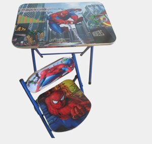 Детский раскладной учебный стол и стульчик "Человек паук" Spidermen