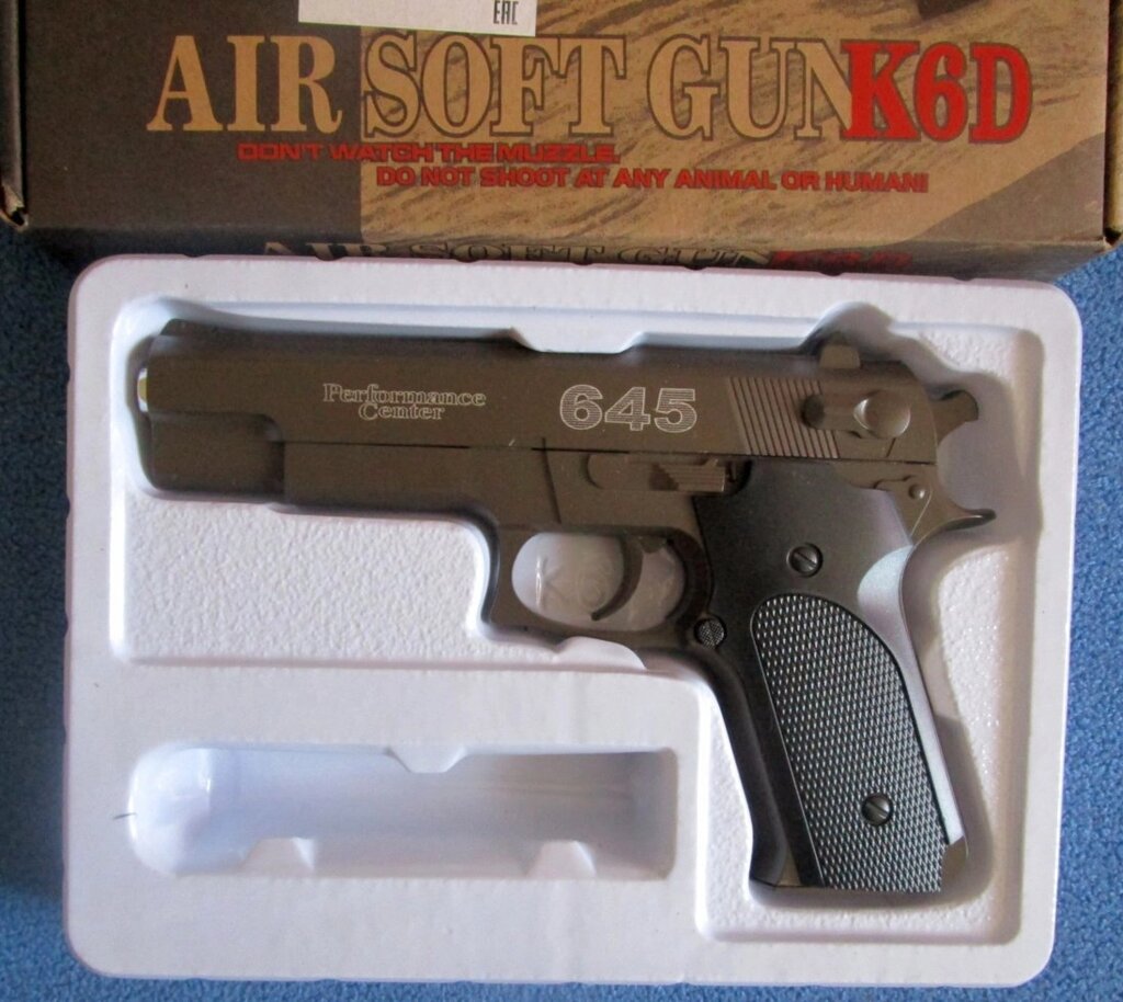 Пистолет  металлический пневматический Air Soft Gun K6D от компании Интернет магазин детских игрушек Ny-pogodi. by - фото 1