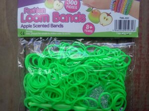 Резинки для плетения браслетов 300шт (яблочные) крючок и клипсы