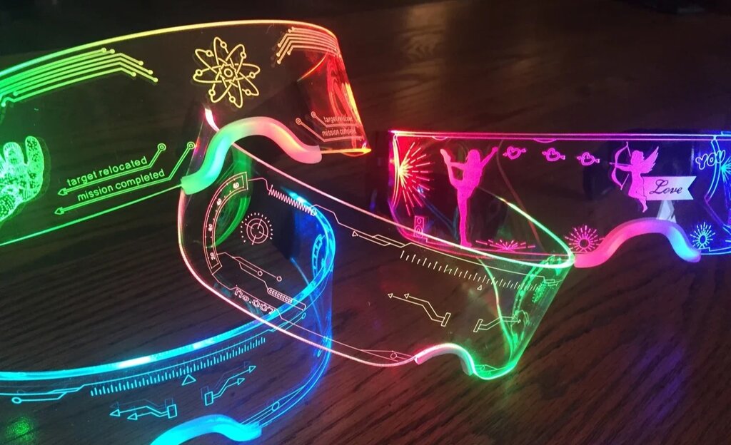 Светящиеся Led очки Очки светящиеся светодиодные неоновые в стиле Киберпанк (Cyberpunk) для Тик тока (TikTok) от компании Интернет магазин детских игрушек Ny-pogodi. by - фото 1