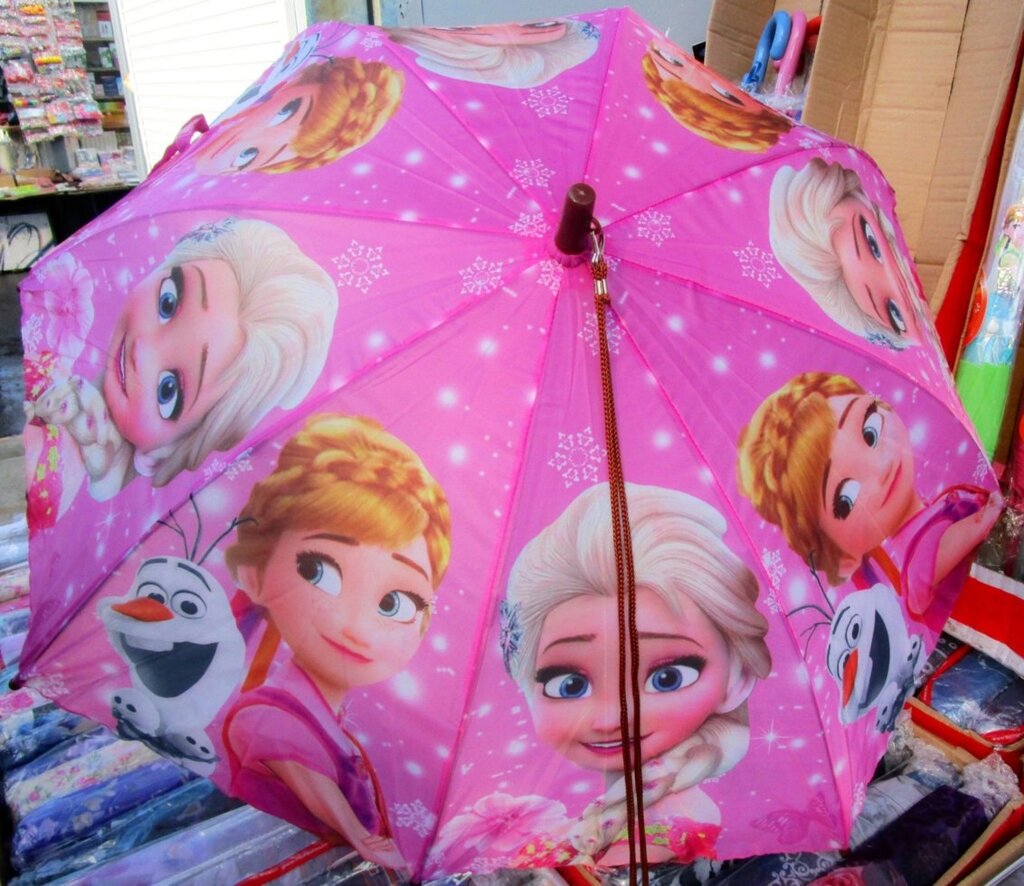 Зонтик  розовый полуавтомат трость "анна и эльза" от компании Интернет магазин детских игрушек Ny-pogodi. by - фото 1