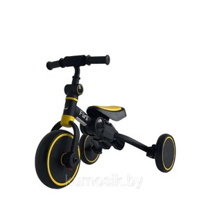 Беговел-велосипед детский Flint 4в1 складной BubaGo черно-желтый