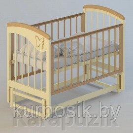 Детская кроватка с продольным маятником. Мебель "Бабочка" (ваниль/орех) от компании Karapuzik - фото 1
