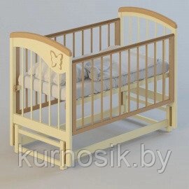 Детская кроватка с продольным маятником. Мебель "Бабочка"ваниль/орех)