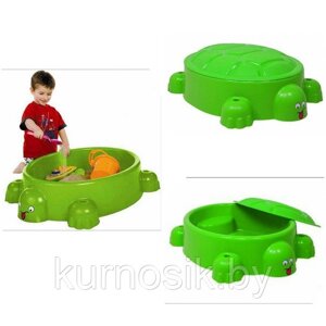 Детская песочница бассейн с крышкой "Черепашка большая" Paradiso Toys 94х66х22 см