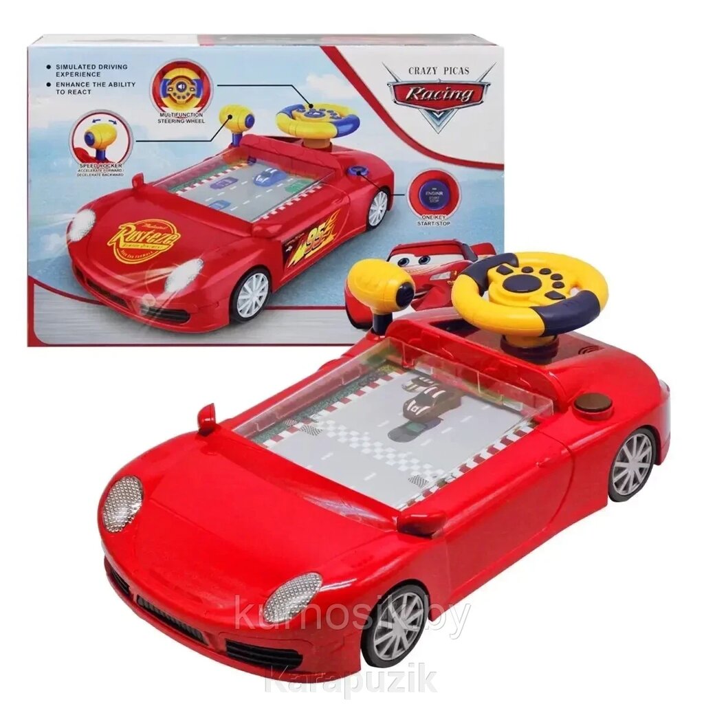 Детская развивающая игрушка Машинка-тренажер с рулем, красная от компании Karapuzik - фото 1