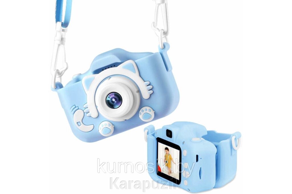 Детский цифровой фотоаппарат Childrens Fun Camera Kitty голубой от компании Karapuzik - фото 1