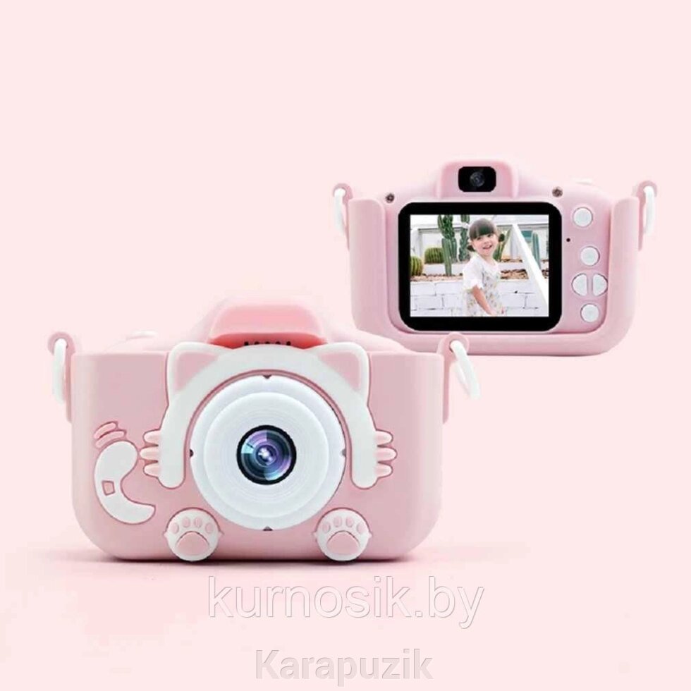 Детский цифровой фотоаппарат Childrens Fun Camera Kitty розовый от компании Karapuzik - фото 1