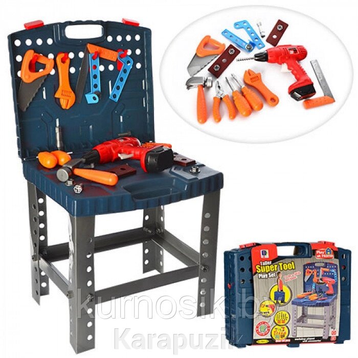 Детский набор строительных инструментов Super Tool в чемодане с верстаком 661-74 от компании Karapuzik - фото 1