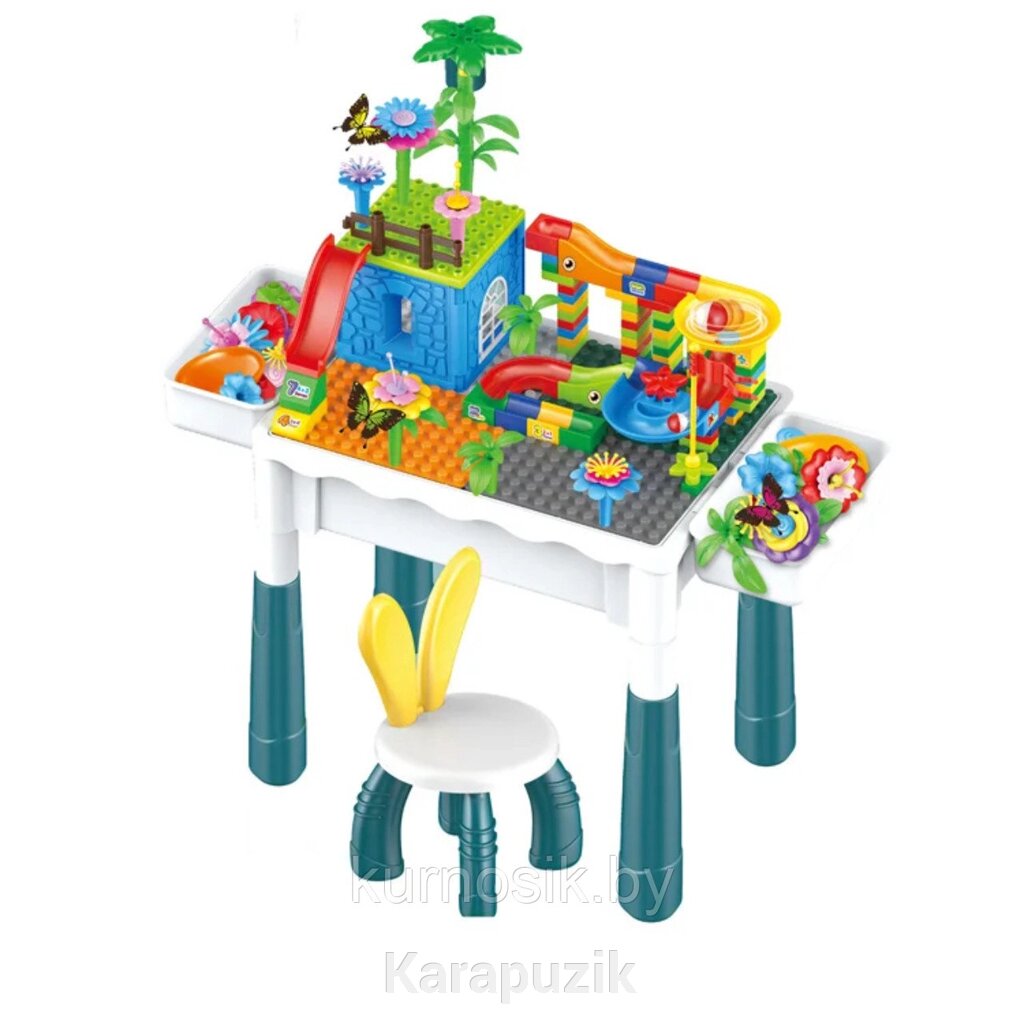 Детский стол и стул с конструктором 148 деталей от компании Karapuzik - фото 1