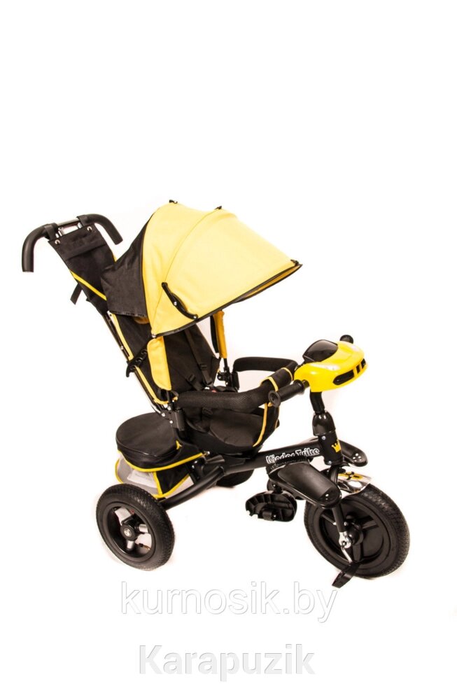 Детский велосипед трехколесный Kinder Trike (поворотное сиденье, надувные колеса 10/12) желтый от компании Karapuzik - фото 1