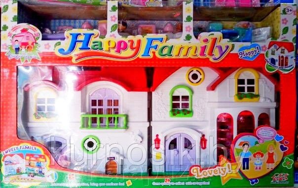 Домик для кукол MY HAPPY FAMILY арт. 8031. Световые и звуковые эффекты. Набор мебели и куклы. от компании Karapuzik - фото 1