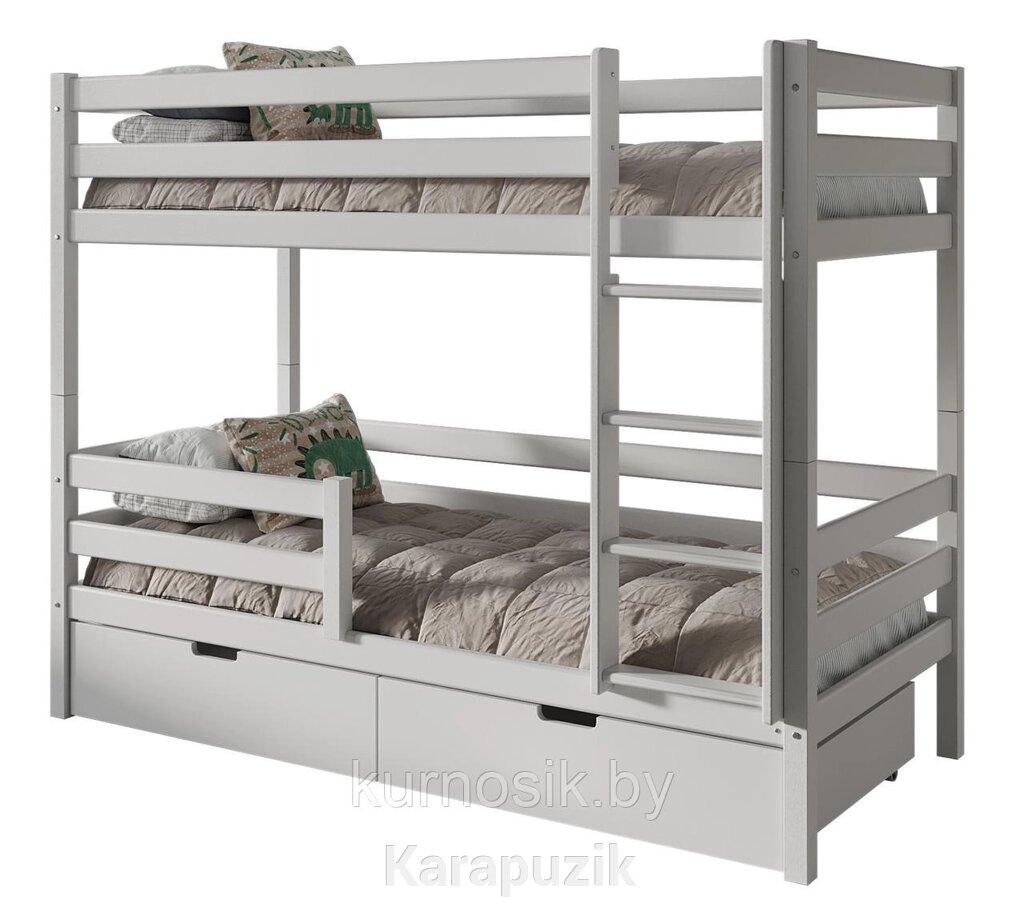 Двухярусная кровать «Вудик-1» из массива сосны с ящиками от компании Karapuzik - фото 1