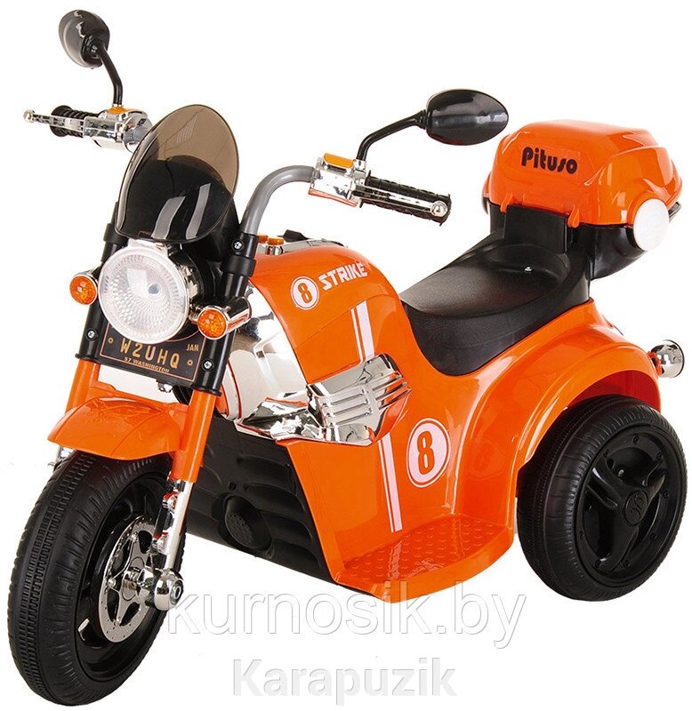 Электромотоцикл Pituso 6V/4Ah*1, свет, звук, колеса пластик MD-1188 оранжевый от компании Karapuzik - фото 1