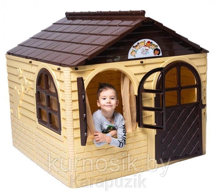 Игровой домик детский пластиковый №2 Doloni (Долони) 129-129-120 см (арт. 025500/3) Бежевый от компании Karapuzik - фото 1