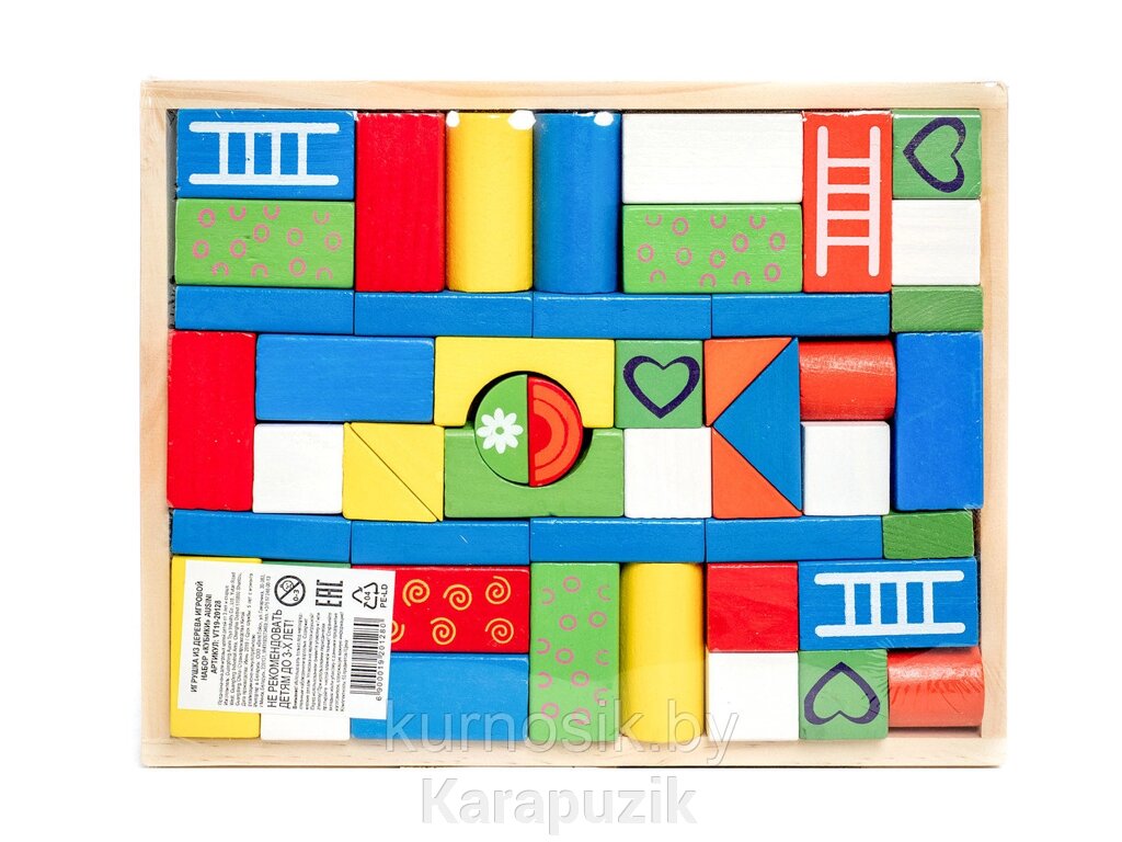 Игровой набор деревянных кубиков Ausini (49 элементов), VT19-20128 от компании Karapuzik - фото 1
