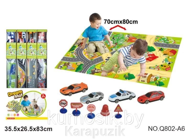 Игровой коврик AUSINI с машинками и дорожными знаками, Q802-A6 от компании Karapuzik - фото 1