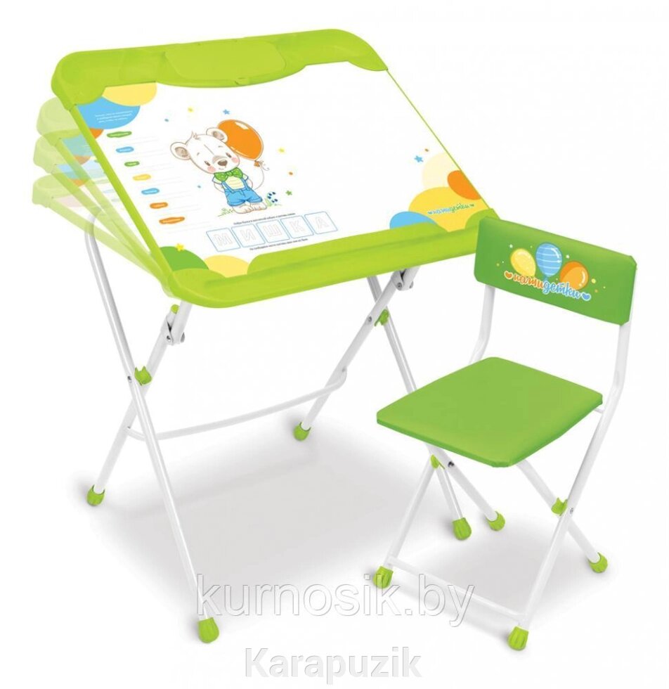 Комплект детской мебели Ника 3в1: стол + парта + мольберт «Нашидетки» с 3 до 7 лет (арт. КНД5) С медвежонком от компании Karapuzik - фото 1