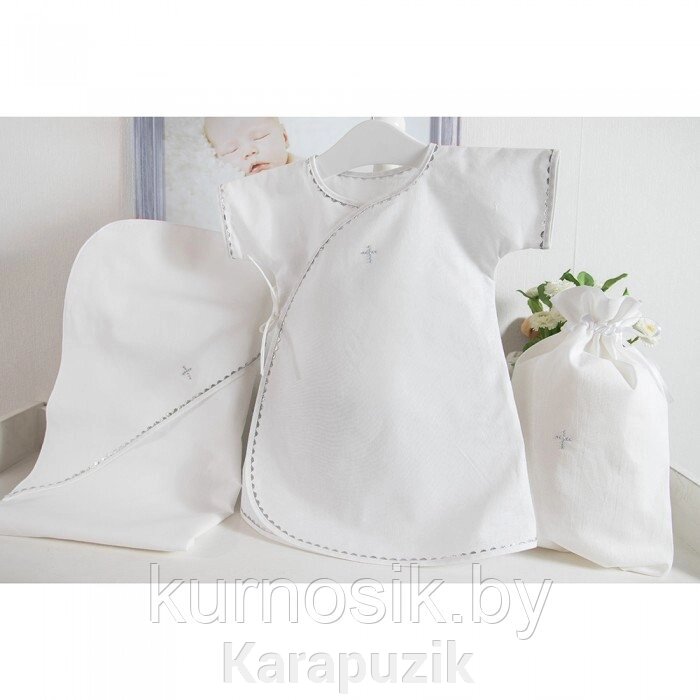 Комплект для крещения мальчика (рубашка, пеленка, мешочек) Pituso р. 74-80 (арт. 696P/12) от компании Karapuzik - фото 1