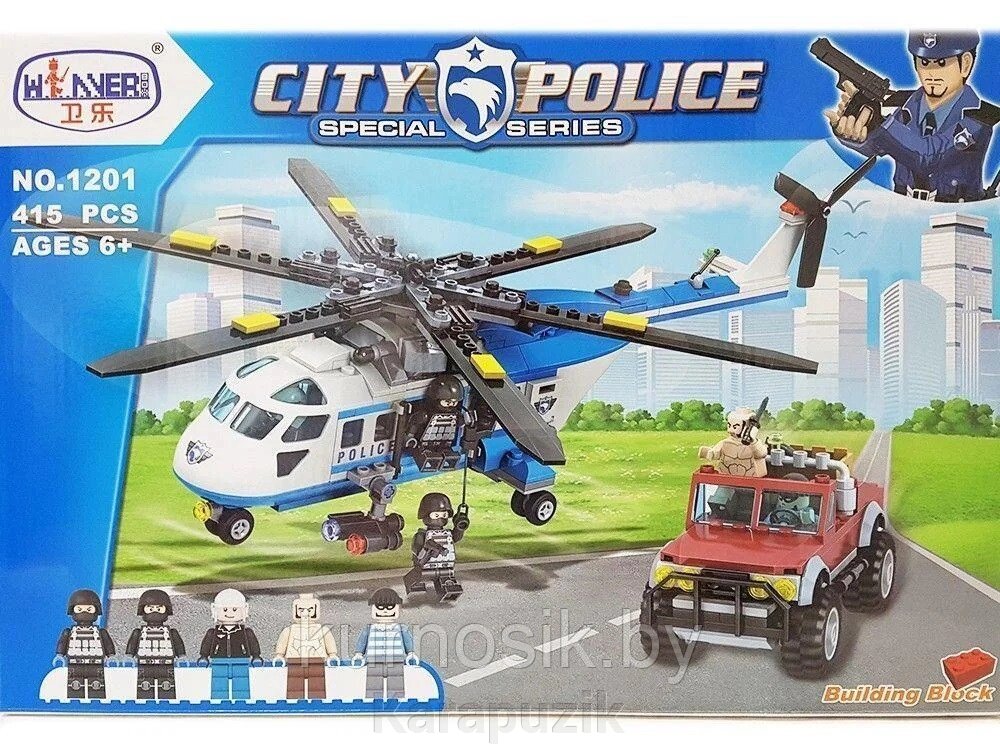 Конструктор 1201 Winner City Police Полицейский вертолет, 415 деталей от компании Karapuzik - фото 1