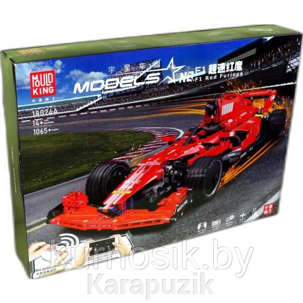 Конструктор 18024A Mould King Автомобиль Formula 1 Красная ярость на радиоуправлении, 1065 деталей от компании Karapuzik - фото 1