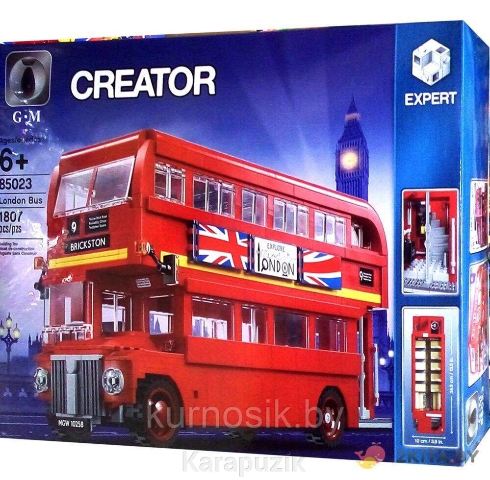 Конструктор 85023 King Creator Лондонский автобус, 1807 деталей от компании Karapuzik - фото 1