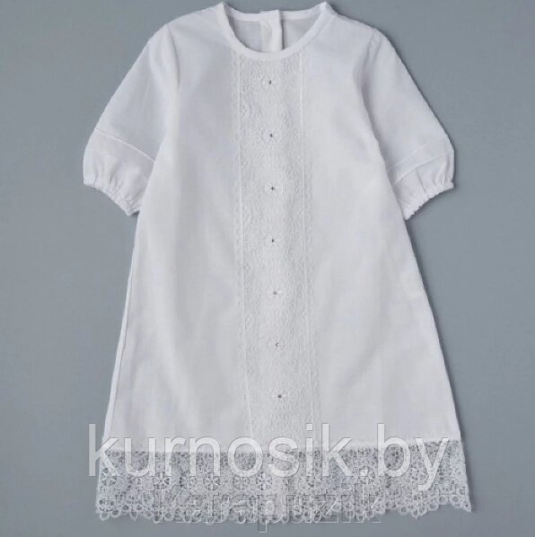 Крестильная рубашка для девочки LITTLE STAR Анжелика 56-62 с вышивкой 2691 кремовый от компании Karapuzik - фото 1