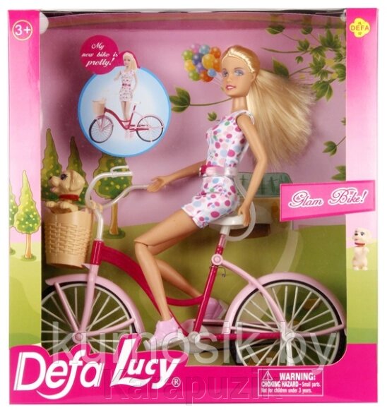 Кукла Defa на велосипеде с собачкой (арт. 8276) от компании Karapuzik - фото 1