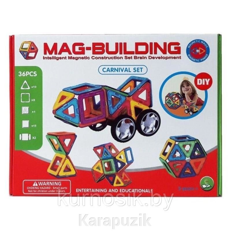 Магнитный конструктор Mag-Building 36 деталей от компании Karapuzik - фото 1