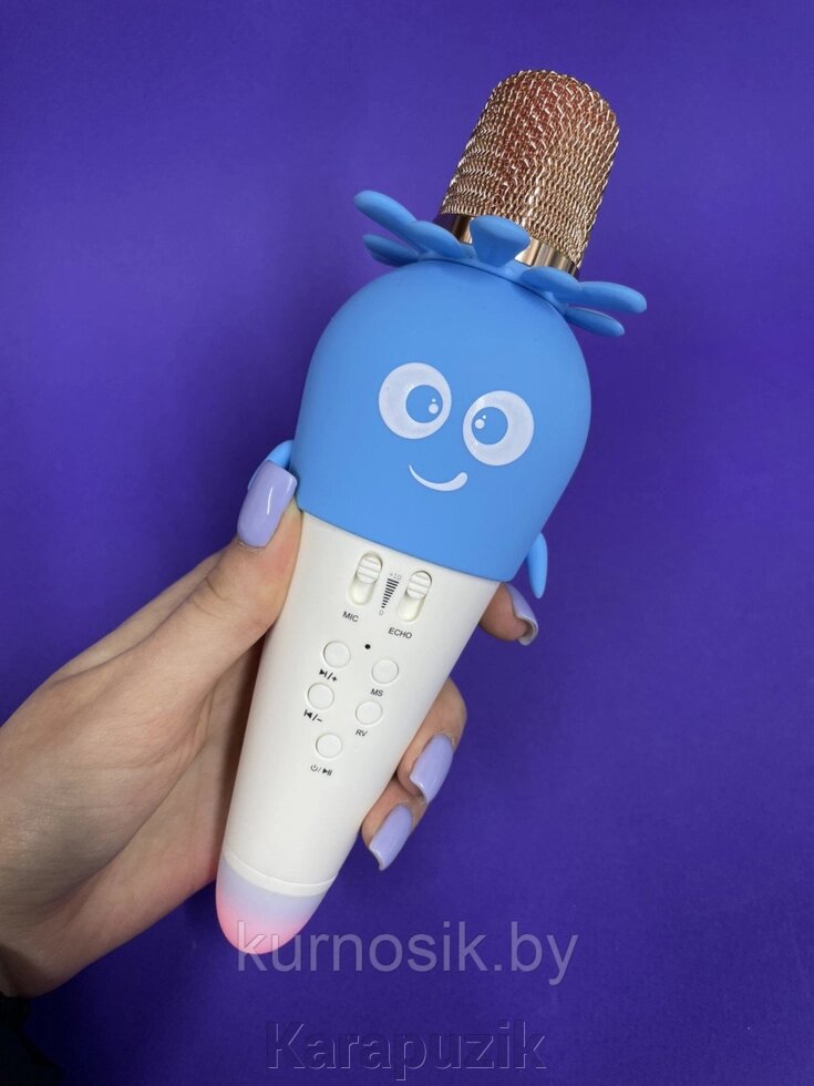Микрофон детский беспроводной K5 голубой от компании Karapuzik - фото 1