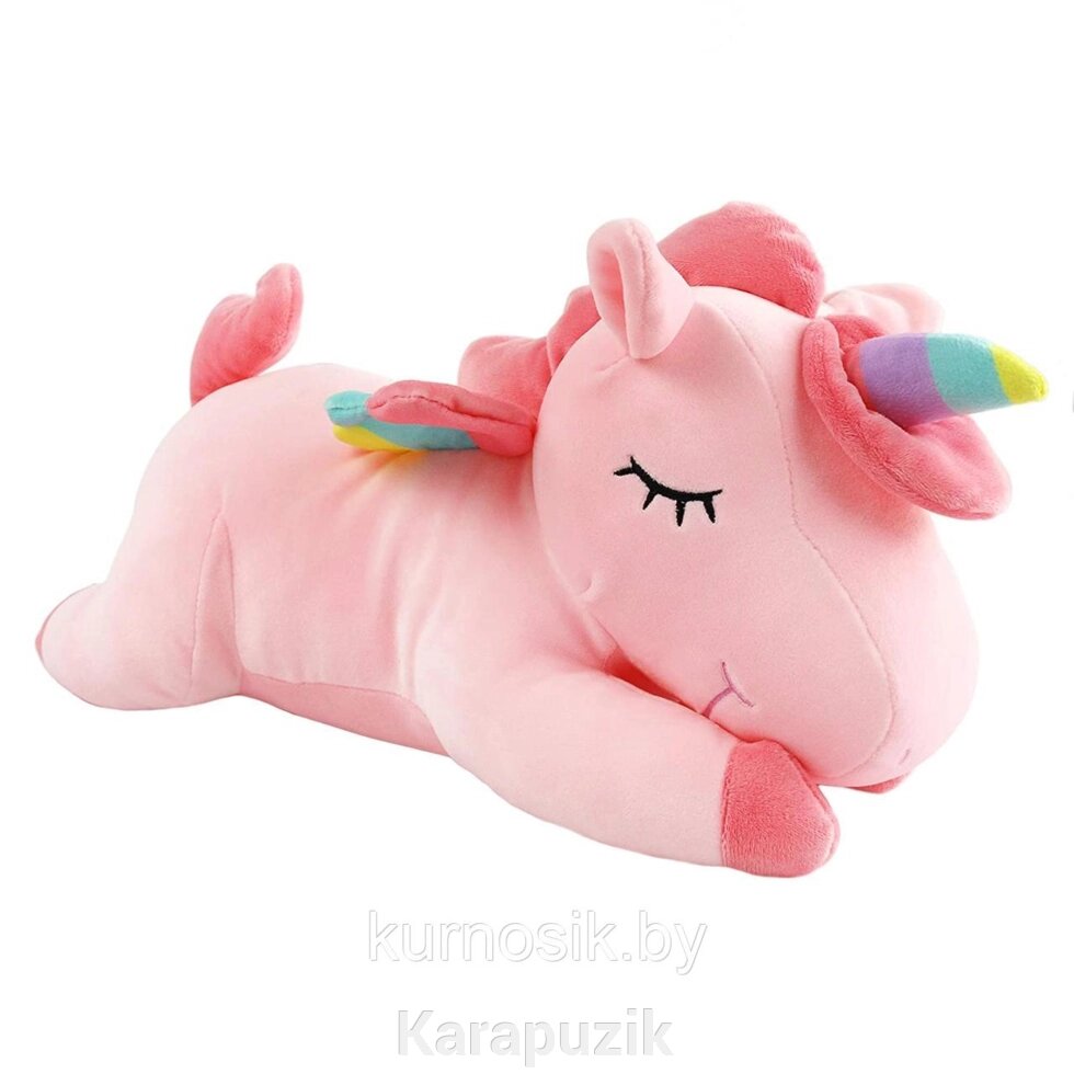 Мягкая игрушка Единорог спящий 40 см розовый от компании Karapuzik - фото 1
