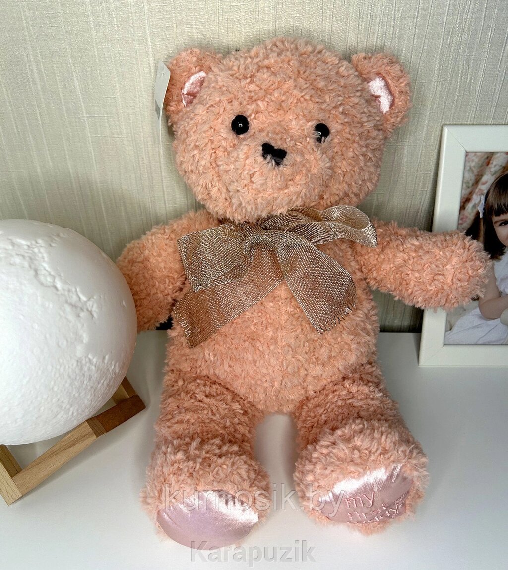 Мягкая игрушка Мишка с бантиком 40 см розовый от компании Karapuzik - фото 1