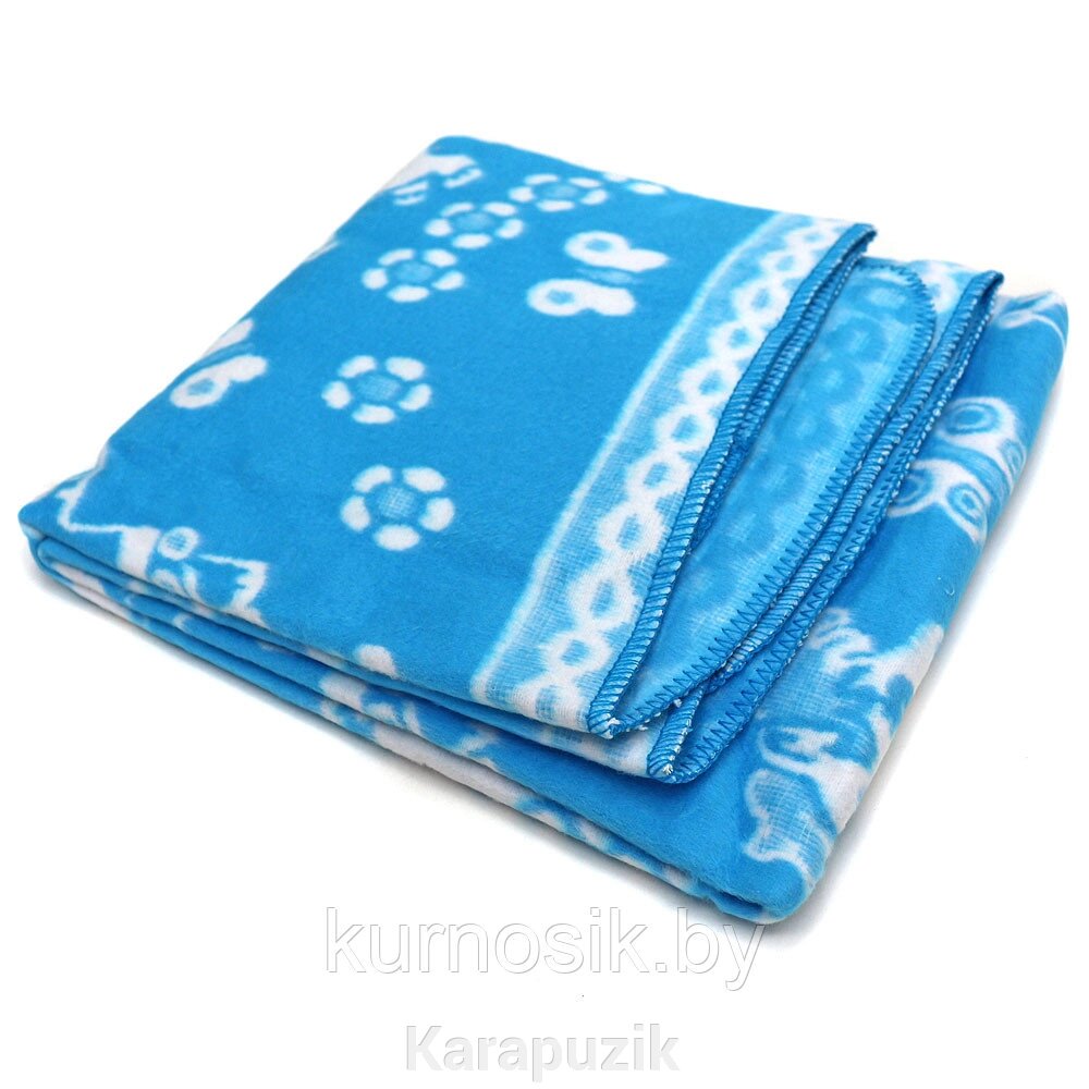 Одеяло детское байковое х/б 140х100 Ермолино Голубой от компании Karapuzik - фото 1