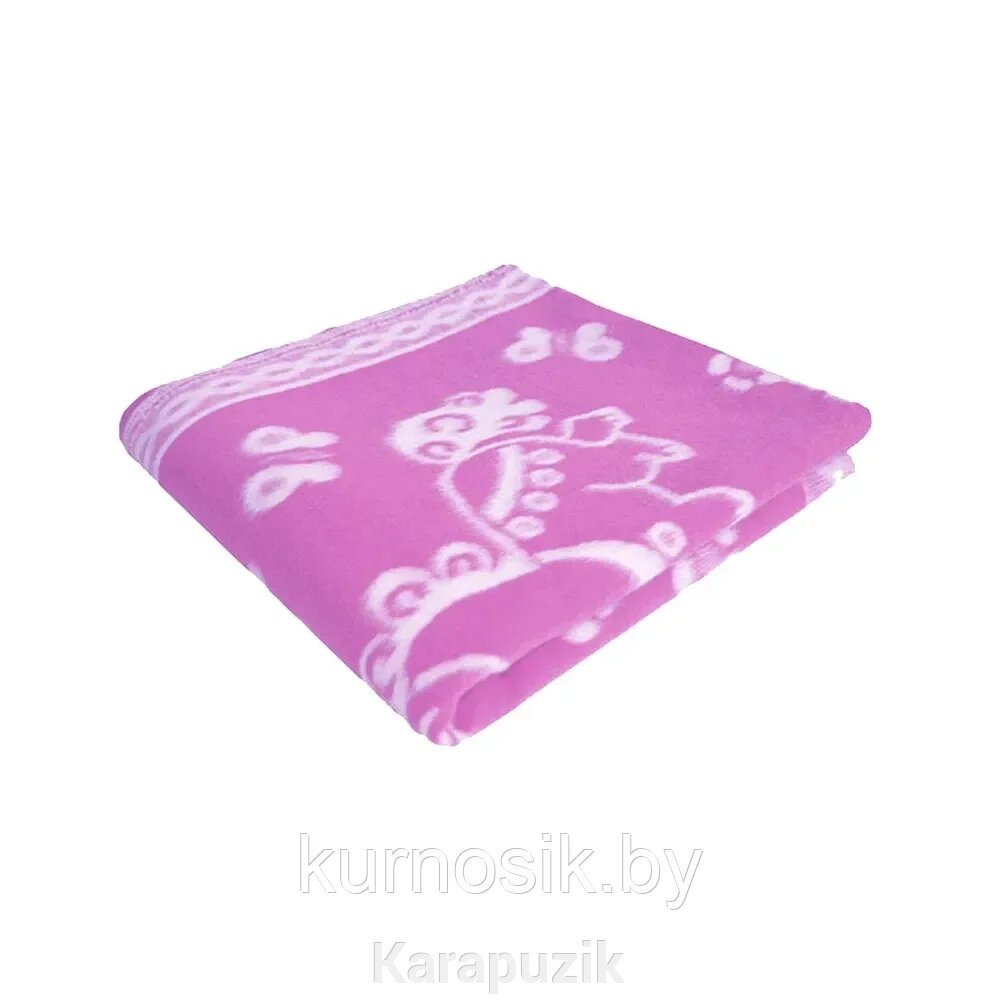 Одеяло детское байковое х/б 140х100 Ермолино ПРЕМИУМ (Цветочные лошадки) Фиолетовый от компании Karapuzik - фото 1
