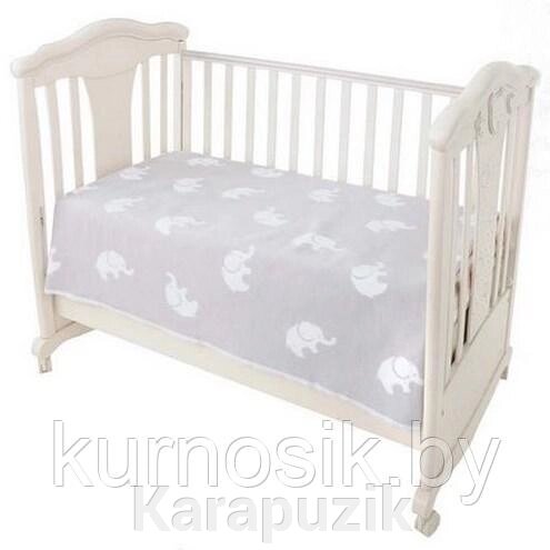 Одеяло детское байковое х/б 140х100 Ермолино ПРЕМИУМ (светло-серый слоник) от компании Karapuzik - фото 1