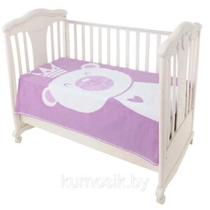 Одеяло детское байковое х/б 140х100 Ермолино ПРЕМИУМ (валериана мишка) фиолетовый