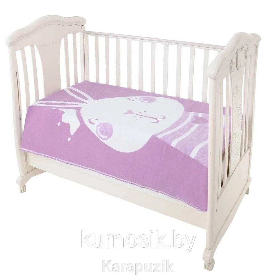 Одеяло детское байковое х/б 140х100 Ермолино ПРЕМИУМ (валериана зайка) фиолетовый от компании Karapuzik - фото 1