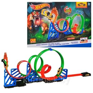 Гоночный трек Hot Wheels с пусковым механизмом и препятствиями