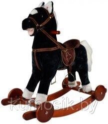 Лошадь-качалка Pituso FANDANGO музыкальная с колесами (арт. GS2033W) черная