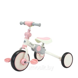 Велосипед-беговел детский Flint 4в1 складной BubaGo бело-розовый