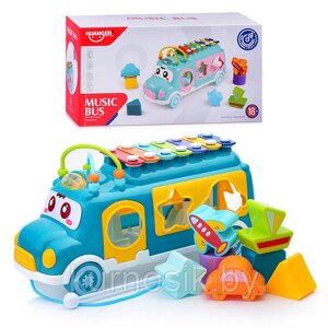 Развивающая игрушка Весёлый Автобус 3в1, голубой, HE8037