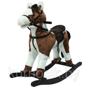Качалка лошадка плюшевая Пони Pituso с музыкой (арт. GS2030) белый с коричневым