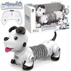 Игрушечная Собака на радиоуправлении Такса белая интерактивная, 777-603