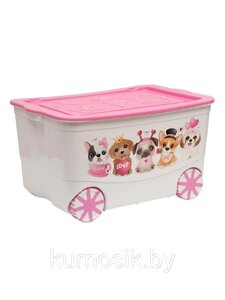 Ящик для игрушек Собачки ElfPlast "KidsBox" на колёсах (арт. 449)