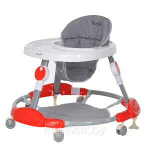 Ходунки BAMBOLA "Малыш" круглые, 6 пластиковых колес, подставка для ног, Red/Красный