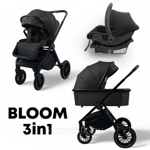 Коляска детская Bubago Bloom 3 в 1 люлька прогулочная автокресло BG 152-2 Черный