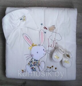 Плед-конверт велюровый "Кролик" с шапкой и пинетками в Минске от компании Karapuzik