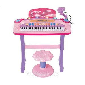 Синтезатор (пианино) детский со стульчиком, микрофоном и USB-кабелем розовый 6617 в Минске от компании Karapuzik