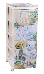 Комод детский пластиковый для мальчика 4-х секционный "Boy" М1998