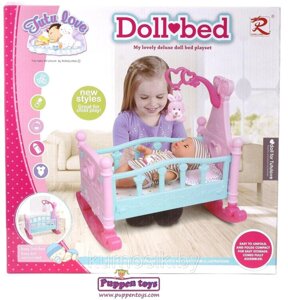 Кроватка-качалка для кукол с каруселькой Doll bed (арт..8118)